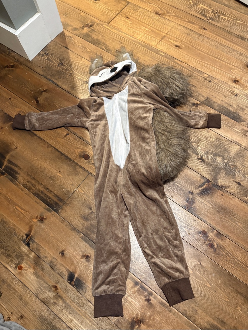 Kids Brown Squirrel Costume Onesie with Tail and Hood